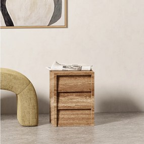 Stolik pomocniczy z trawertynu – orzech – Pelican