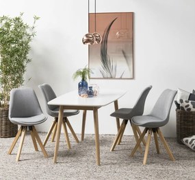 Tapicerowane krzesło do jadalni na drewnianych nogach Dima light grey