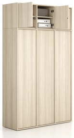 Nadstawka do szaf FRAME, 3x drzwi, 1299 x 450 x 427 mm, PUSH-lock, dąb naturalny