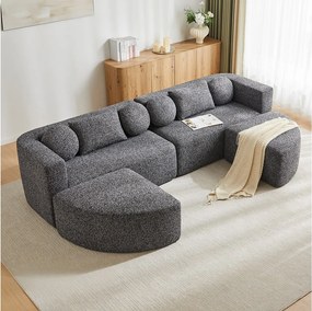 Modułowa sofa chmurka z funkcją spania - 292 x 165 x 68 cm - nie wymaga montażu - szenil - czarny