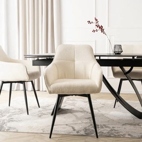 Krzesło Tapicerowane Obrotowe do Salonu LARISA Kremowe Nowoczesne