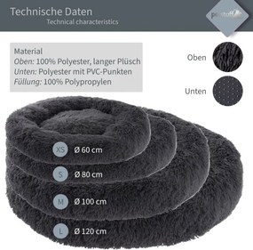 Petstuff Legowisko dla psa, okrągłe, ciemnoszare, 100 cm