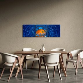 Obraz - pomarańcza w wodzie (z zegarem) (90x30 cm)
