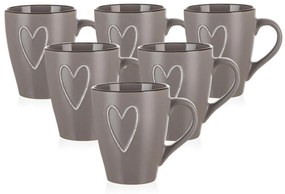 Banquet Kubek ceramiczny HEART 310 ml, 6 szt., brązowy