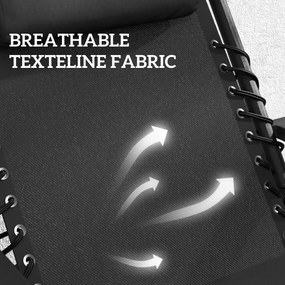 Outsunny Zestaw leżaków ogrodowych 3-częściowy z poduszkami i stolikiem 2 leżaki, leżak zewnętrzny 90x56x110 cm czarny