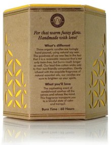 Naturalna sojowa świeca zapachowa Mysore Chandan - drzewosandałowe 200 g w bursztynowym szkle