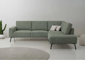 Zielony narożnik z tkaniny szenilowej (prawostronny/w kształcie litery L) Amsterdam – Scandic