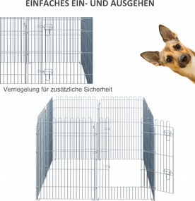 PawHut Kojec dla Zwierząt Metalowy Wybieg dla Szczeniąt 63x91 cm Srebrny | Aosom PL