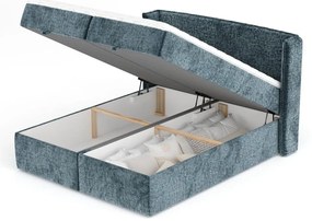 Niebieskie łóżko boxspring ze schowkiem 180x200 cm Passion – Maison de Rêve