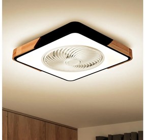 Brilagi-LED 30W 230V czarny/dąb lampa z wentylatorem LED 3000-6500K + DO