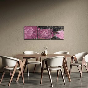 Obraz - Różowo - czarna abstrakcja (z zegarem) (90x30 cm)
