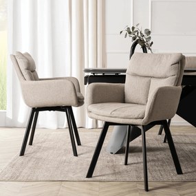 Krzesło Tapicerowane Obrotowe do Salonu CORTADO Beżowe Nowoczesne