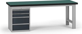 Stół warsztatowy G8, 2100 x 750 x 800 mm, 1x kontener, 4x szuflada, grafitowy