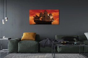 Obraz drukowany na płótnie Statek o Zachodzie Słońca