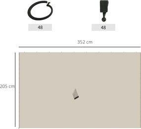 Outsunny 4 panele boczne do altany 3x4 m z haczykami ścianki boczne poliester beżowy