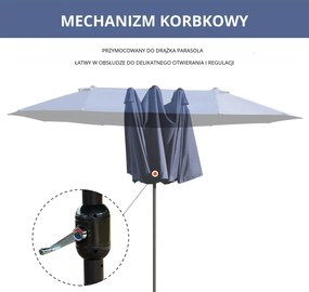 Outsunny Podwójny Parasol Ogrodowy Marketowy na Taras z Korbą Niebieski Owal 460 x 270 x 240 cm