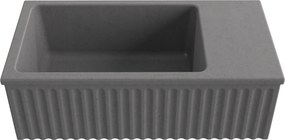 Umywalka betonowa ryflowana nablatowa / wisząca prostokątna 60 x 30 cm WELLE | różne kolory : Kolor - Popielaty, Typ montażu - nablatowa