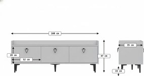Stolik RTV PIENA 160 cm, biały