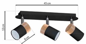 Lampa sufitowa, czarna/drewno, potrójna kierunkowa JOKER BLACK/WOOD 3xGU10