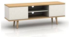 Biała szafka pod TV w dekorze dębu 140x52 cm Alana – Støraa