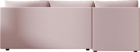 Rozkładana dwustronna sofa narożna do L VENORIA SLIM 200x143 cm, pudrowy róż + 2 poduszki GRATIS