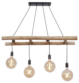 Rustykalna lampa wisząca drewniana 4-światłowa - Scala Rustykalny / Vintage Oswietlenie wewnetrzne