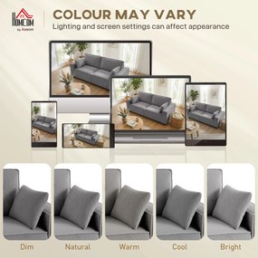 HOMCOM 218 cm 3-osobowa sofa, nowoczesna sofa w stylu sztruksowym z sprężynami kieszeniowymi, szerokimi podłokietnikami i 2 poduszkami, jasnoszara | Aosom PL