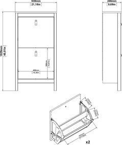 Wąska szafka na buty Madrid z 2 półkami, kaszmir mat