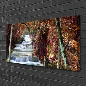 Obraz canvas Potężny Wodospad w Lesie