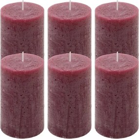 Zestaw świec rustykalnych, 11,5 cm, Ø 6,8 cm, bordowy, 6 szt