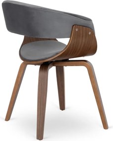 Krzesło Tapicerowane z Drewna Giętego Do Jadalni GARY Szare/Orzech Nowoczesne Loft