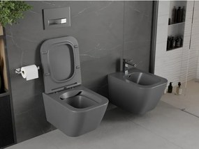 Mexen Madox miska wc Rimless z deską wolnoopadającą slim, duroplast, szara ciemna mat - 30154061