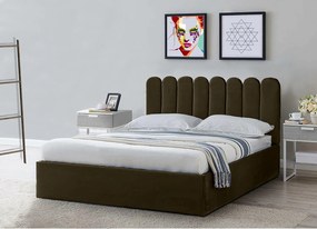 Tapicerowane łóżko Venezia 130x212x90 cm, powierzchnia spania 120x200 cm, schowek, podnośnik, tkanina Monolith brąz