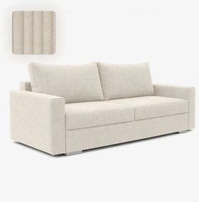 Sofa z Funkcją Spania DRAVOS Beżowa Sztruksowa Japandi