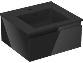 Mexen Orio szafka łazienkowa 50 cm z umywalką Otis, 1 szuflada, czarna połysk/czarna mat - 91A10-05023-1-BF70-W18M71