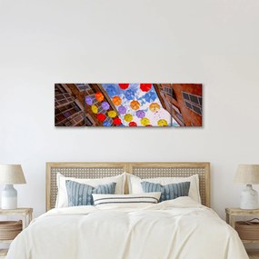 Obraz kolorowych parasoli (170x50 cm)