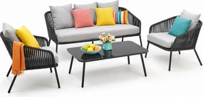 Zestaw szarych mebli wypoczynkowych do ogrodu K2-A68