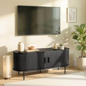 Szafka RTV do Salonu Dwudrzwiowa TRISH 120 cm Czarna Nowoczesna