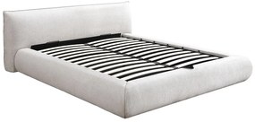 Łóżko ze skrzynią 180 x 200 cm - Tkanina - Beż - MIRSIO