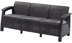 Ciemnoszara sofa ogrodowa z imitacji rattanu Corfu – Keter