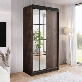 Szafa przesuwna z lustrem BARI 1 jesion ciemny 100