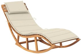 Kremowy jednoosobowy drewniany leżak ogrodowy F7-R64
