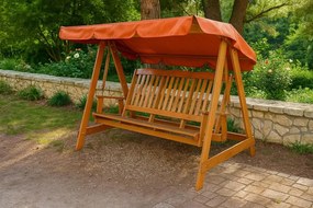 Huśtawka ogrodowa 3-osobowa, sosnowa, 192 cm, z dachem