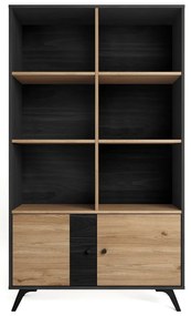 Czarno-naturalny regał w dekorze dębu 92x160 cm Bocami – Marckeric