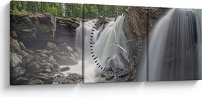 Obraz wodospadów (z zegarem) (90x30 cm)