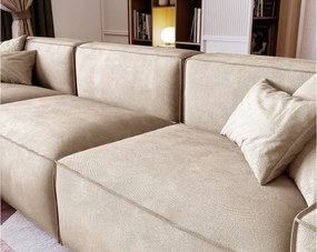 Emporius Figo narożnik w kształcie L - narożnik w nowoczesnym stylu bez pojemnika - prawostronny, tkanina aksamitna, beżowy (Whisper 2)