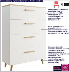 Biała komoda 80 cm z 4 szufladami - Asva