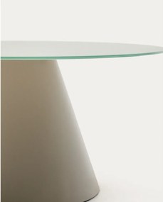 Jasnoszary okrągły stolik ze szklanym blatem ø 80 cm Wilshire – Kave Home