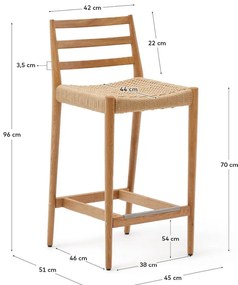 Hoker z litego drewna dębowego w naturalnym kolorze (wysokość siedziska 70 cm) Analy – Kave Home