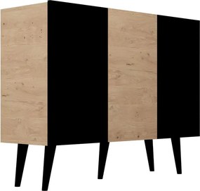 Nowoczesna komoda na nóżkach dąb artisan + czarny C3-S70